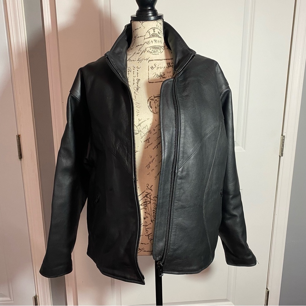 Unik Premium Black Heavy Leather Jacket‎ w/ Lining XXXL H